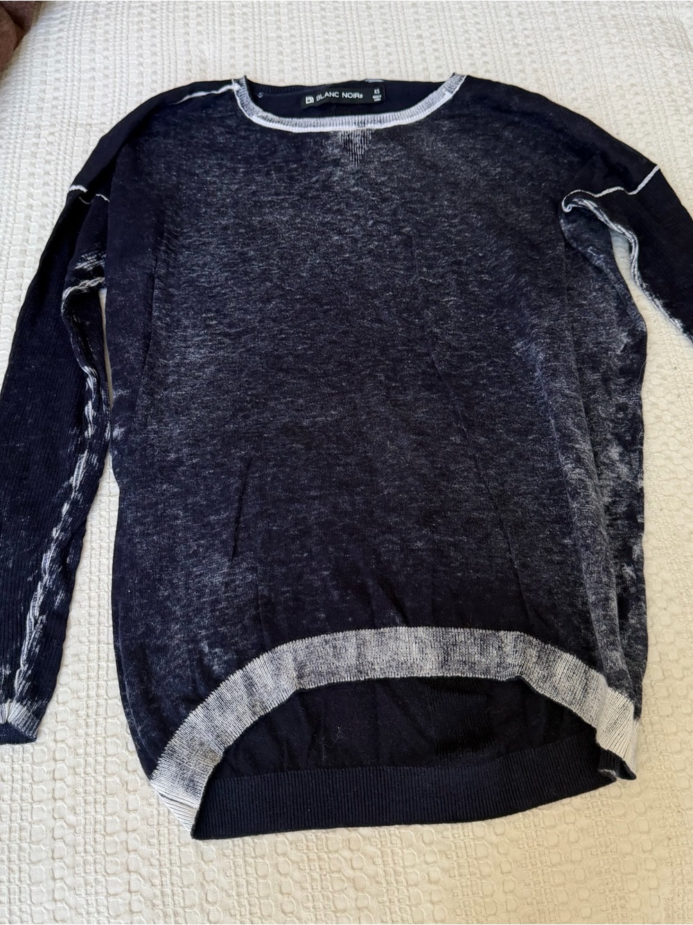 blanc noir navy and white  Knit Sweater Top